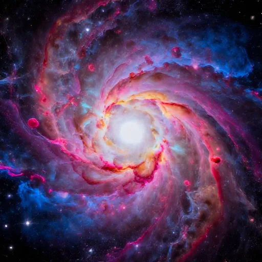Abstract fluid art with vibrant cosmic nebula colors